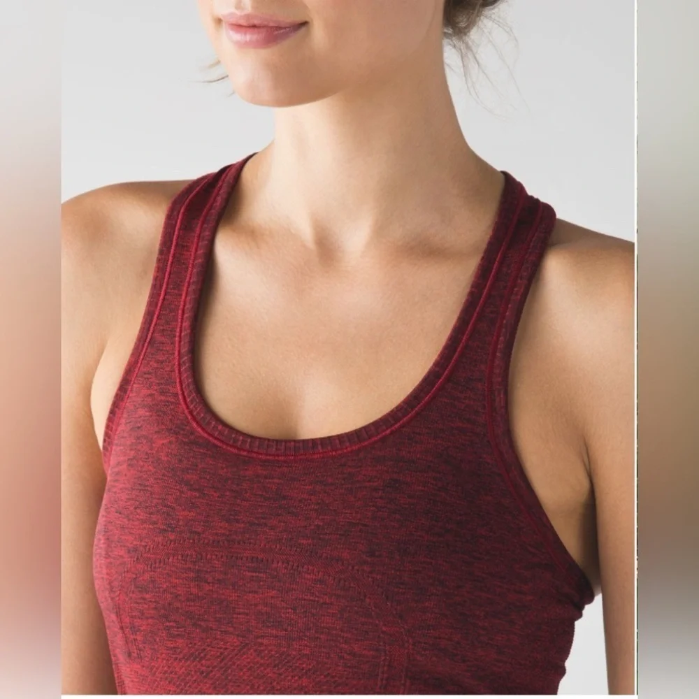 Lululemon Swiftly Tech Racerback Tank Top Black True Red Size 6 Workout Yoga